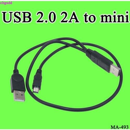 Cltgxdd USB2.0 USB 2.0 double A Type 2A Male to Mini 5 Pin Male Y Cable 0.7m 70cm 2ft For 2.5" Mobile Hard Disk Drive HDD