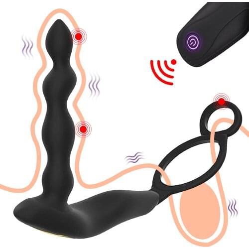 Penis Ring Vibrator for Male Prostate Massage Vibrator Anal Plug Delay Ejaculation Ring Anal Stimulator Butt Plug Gay Sex Toys