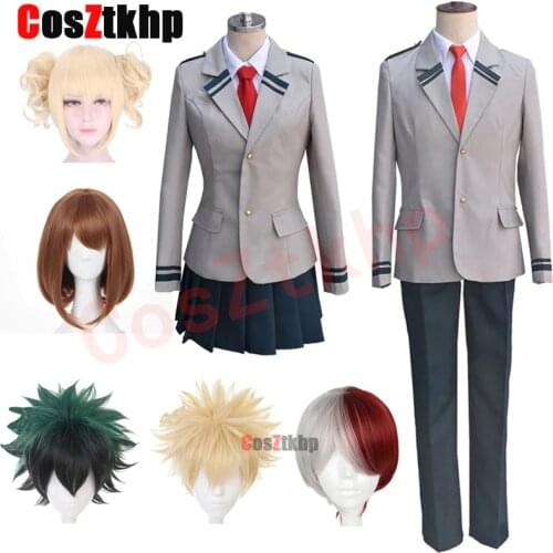 2021 Anime My Hero Academia Cosplay Costume High School Student Uniform Set Midoriya Izuku Halloween Carnival Funny Costume Wigs