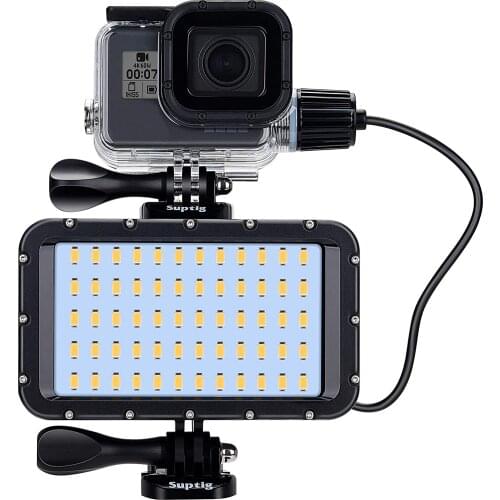 Suptig 60 LED Video Light with 5200mAh Portable Charging Battery Lighting Waterproof 164ft for Gopro Hero 9 8 7 YI EKEN DJI