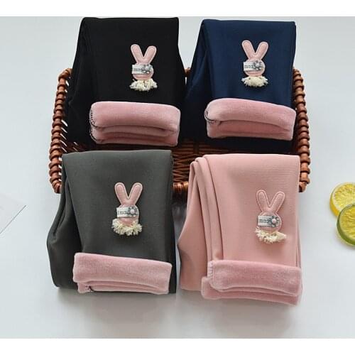 Girls' Leggings Spring And Autumn Outer Wear Cotton Childrens Pants Autumn And Winter Plus Velvet Foreign Style Big Childrens