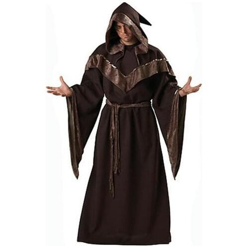 Hot Halloween Costumes adult Gothic Wizard Costume European Religious Men Priest Uniform Cosplay Clothing Men Woman Witch Dress