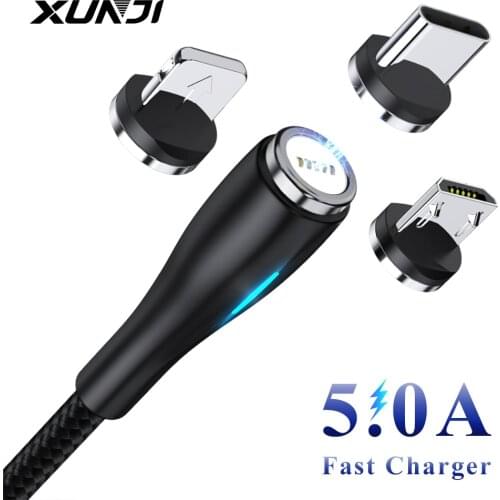 5A Magnetic Micro USB Type C Charger Cable Fast Charging Phone Data Cord For Xiaomi mi9 Huawei iPhone