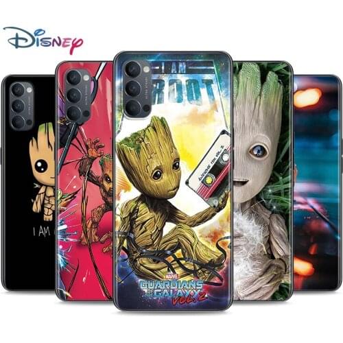 Baby Groot Cutest Soft Black Silicone Cover For OPPO Reno 5 Pro+ 3 4 Lite F SE Z Pro 4G 5G Phone Case Shell