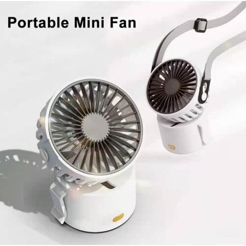 Mini Fan Portable Hanging Neck Fan Usb Rechargeable Small Clip Fan 1000mAh 3-Speed Adjustable Neck Dual Fan For Home Office