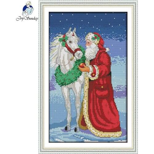Joy Sunday Christmas old man &horse Cross Stitch kit 14CT DMC DIY Cross Stitch Printed Canvas Needlework Set Home decoration