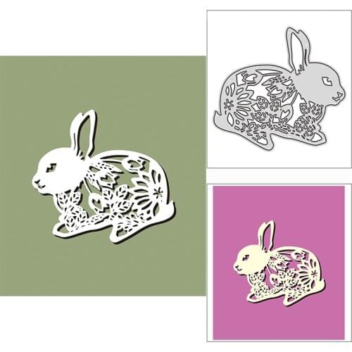 New 2021 Cute Squatting Floral Bunny Metal Cutting Dies for DIY Scrapbooking and Card Making Decorative Embossing Craft No Stamp