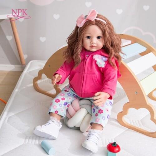 NPK 60CM Lifelike baby doll Soft body reborn toddler curly hair fashion girl Christmas gifts lovely girl
