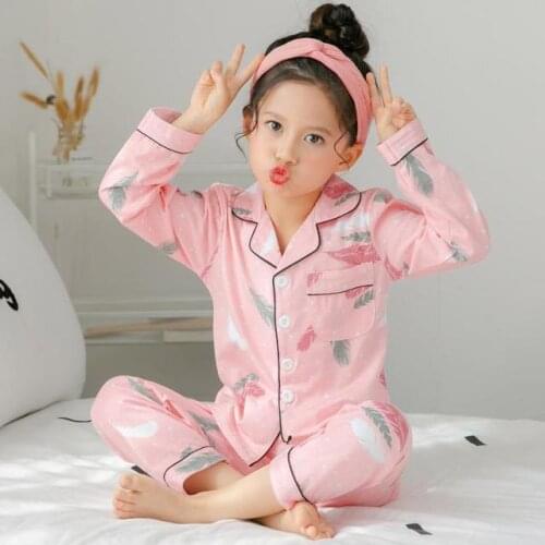 Girls Pajamas Long Sleeve Spring And Autumn Summer Girls Set Cotton Children Big Child Baby Childrens Home Service