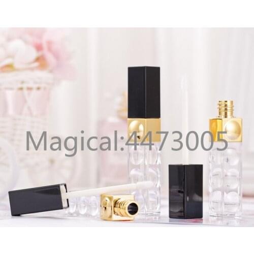 10/30/50pcs Plastic Clear Square Makeup Lipgloss Lipbalm Tubes Empty Black Lid Cosmetic Lip Gloss Lipstick Package Accessories
