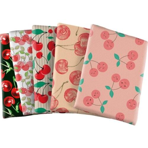 Fruit Cherry Printed Polyester Fabric DIY Kids Home Textile for Sewing Cartoon Bubble Fabric 50*145cm