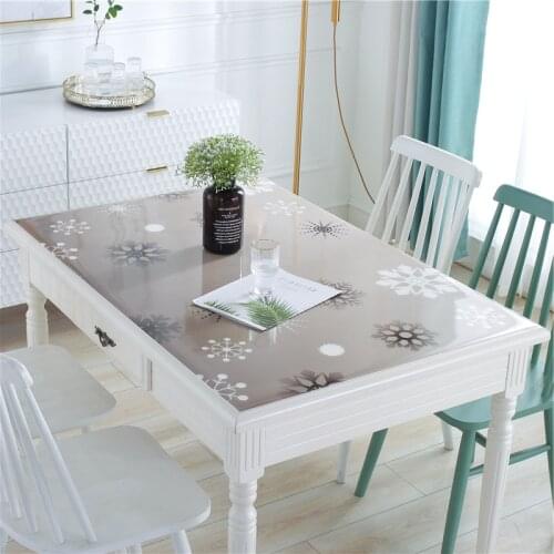 2D Rectangle PVC Tablecloth Color Waterproof Table Cover Painting Style Oil Cloth Plastic Mat Soft Glass for Home Dining Decor