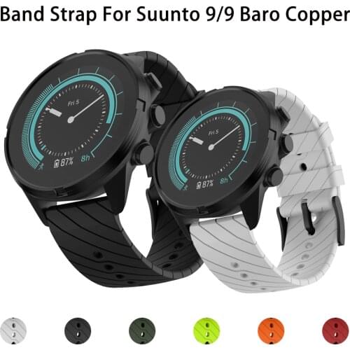 24mm New Soft Silicone Watch Strap for SUUNTO 9 Baro Bands Sport Silicone Repalcement watchband for SUUNTO Spartan/9 Baro Copper
