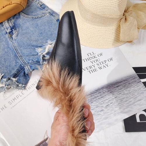 Luxury shoes women designers fur slippers womens slides warm winter furry footwear outdoor autumnshoes woman luxury slippers