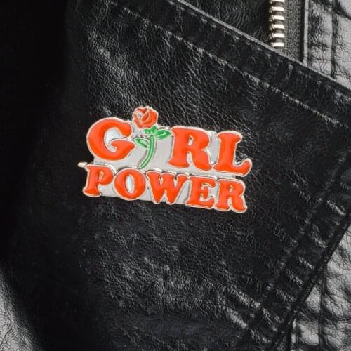Rose and girl power enamel pins Girl Gang brooches Girl Boss badges Feminism lapel pin Womens rights jewelry Feminism gift idea
