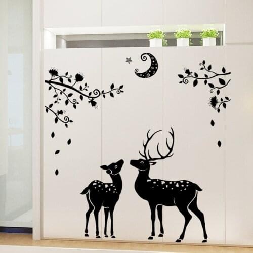 Christmas Sika Deer Backdrop Wall Decals Vinyl Stickers Living Room Bathroom Mural Art Decal Home Decor