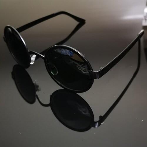 Retro Round Men Women Black Polarized Sunglasses Polarized Sun Glasses Custom Made Myopia Minus Prescription Lens -1 To -6