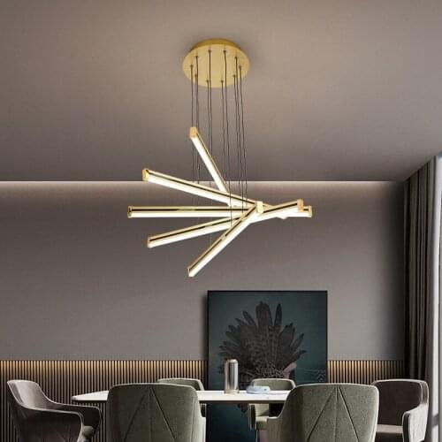 Modern Minimalist Living Room Chandelier, Atmospheric Light Luxury Personalized Line Light, New Nordic Dining Room Chandelier
