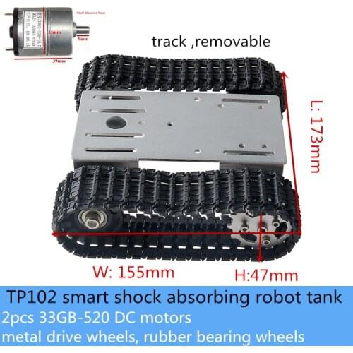 5KG Load TP102 Smart Crawler Shock Absorbing Robot Tank Chassis Kit Metal Panel High Torque 33GB-520 DC Motor DIY For Arduino