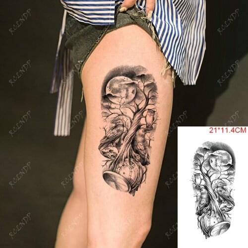 Waterproof Temporary Tattoo Stickers Forest Moon Gothic Skeleton Bones Fake Tatto Flash Tatoo Stickers Art for Women Men