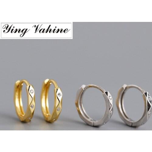 Ying Vahine 100% 925 Sterling Silver Punk Style Zircon Stud Earrings for Women