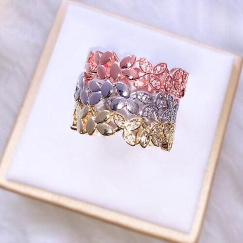 Europe And America New Hollow Out Leaf Joint Ring Elegant Simple Multicolor Lady Jewelry Delicate Romantic Gift Free Shipping