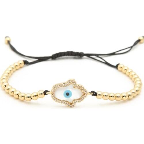 Gold silver micro pave cz Cubic Zirconia rope adjusted Copper Beads Bracelet gdf2 Eye hand Charm Braided Bangles Fashion