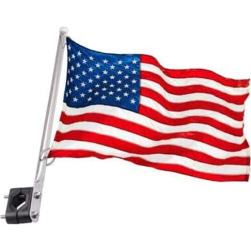 Boat Yacht Marine flag pole with US flag 12"x18" Stainless Steel Rail Mount-AM