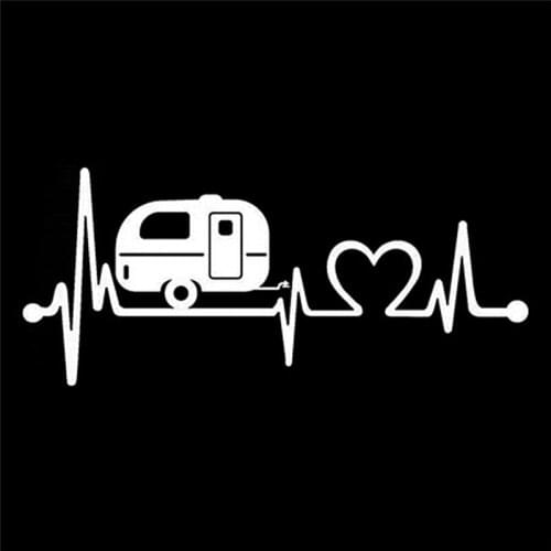 195*84mm Camper Travel Hiker Camper Heartbeat Vinyl Car Door Sticker Decoration