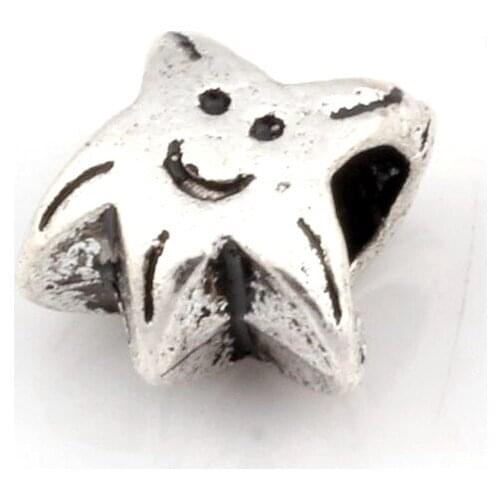 20Pcs Zinc Alloy Star Large Hole Spacer Beads For Jewelry Making Bracelet Necklace DIY Accessories 10x10x6mm A-055