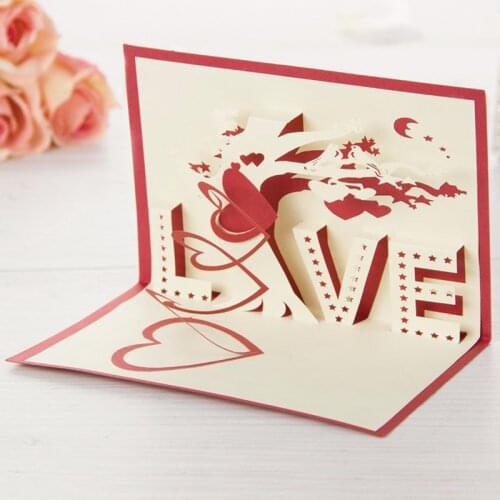 3D Laser Cut Handmade Carving LOVE Tree Paper Invitation Greeting Cards PostCard Valentines Day Wedding Party Anniversary Gift