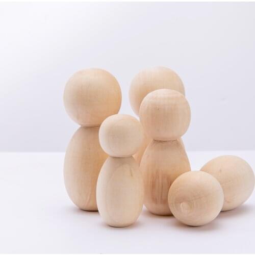 5pcs Wooden Doll 60/70mm Wooden Blank Peg Dolls Girl Boy DIY Unfinished Doll Maple Rodent Handmade Baby Product Custom name