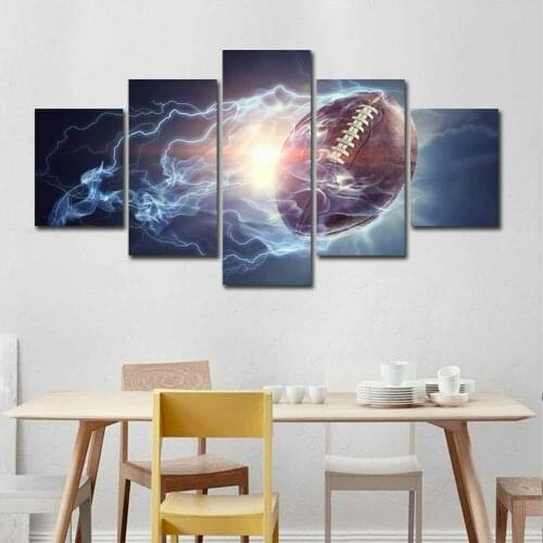 5 Pcs Canvas Pictures Print Wall Art Canvas Abstract Paintings Wall Decor for Living Room American Football No Frame