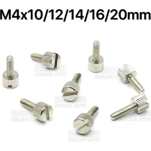 50PCS M4X10/12/14/16/20mm Thumb screws knurled head manual adjustment screws Steel with nickel