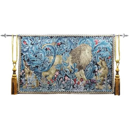 82x140cm William Morris Lion King Pattern Tapestry Jacquard Wall Hanging Tapestry Home Restaurant Hotel Special Art Wall