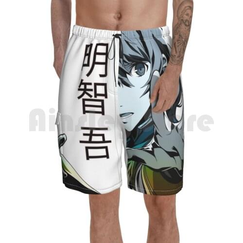 Akechi Goro Persona 5 Phantom Theives Beach Shorts Men Beach Pants Swim Trunks Persona 5 Persona Akechi Goro Akechi