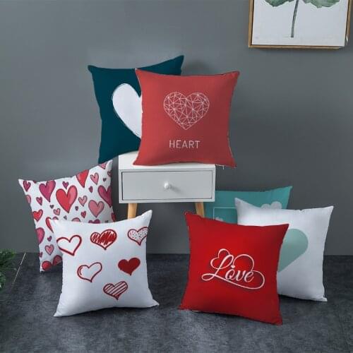 Cushion Cover Love Hearts Sofa Pillow Covers For Couple White Decorative Throw Pillowcases Home Bedroom Party Decor 45*45cm/pc