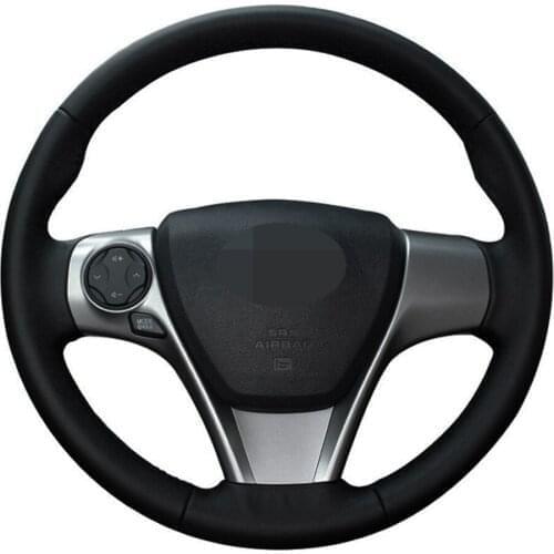 Car Steering Wheel Cover DIY Hand-stitched Black Genuine Leather For Toyota Camry 2012 2013 2014 Venza 2013 2014 2015