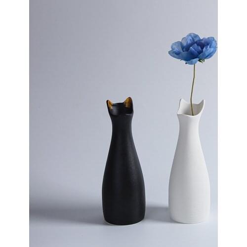 Decorative Floral Vase Flower Arrangement Centerpieces Black Cat-ear Shaped Simplicity Frosted Ins Gift Soft Outfit Ornament