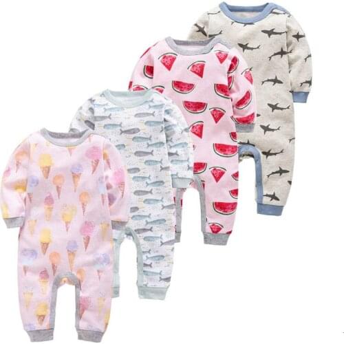 Baby Bodysuit Childrens Jumpsuit Pure Cotton Cartoon Climbing Clothes Long Sleeve Onesies For Boys Girls 0-12M Infant Outfits