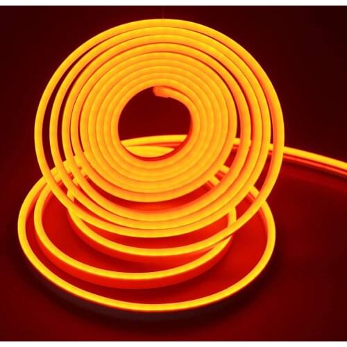 16.4ft Dimmable Orange led Light Strip Flexible Silicone LED Neon Rope Lights DC12V IP67 for DIY Indoor & Outdoor Sign Letters K