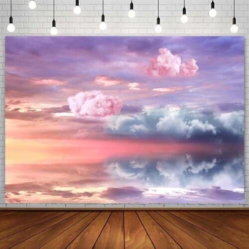 Dream Pink Purple Clouds Backdrop Newborn Baby Shower Birthday Subject Photography Background Photo Studio Photozone Decor Props