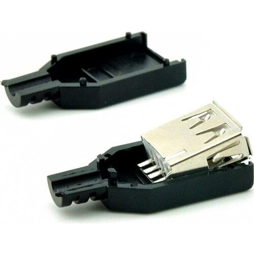 Usb female socket Type A Plug Female Buckle Wire Type Welded Connector USB Master Plastic Shell Jack Tail Sockect Terminals