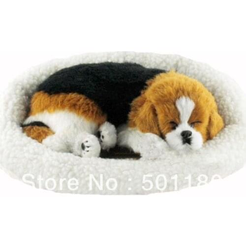 Free shipping toy sleeping dog looks real breathing dog sleeping