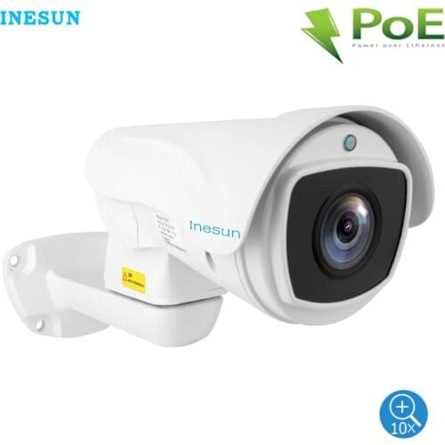 Inesun Outdoor PoE PTZ IP Camera 2MP/5MP Super HD 2560x1920P 10x Optical Zoom PTZ Camera Waterproof 330ft Laser IR Night Vision
