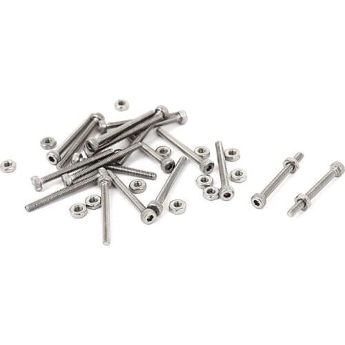 M2 x 20mm Long Hex Socket Knurled Cap Screws Bolts Nuts Set 20Pcs Promotion