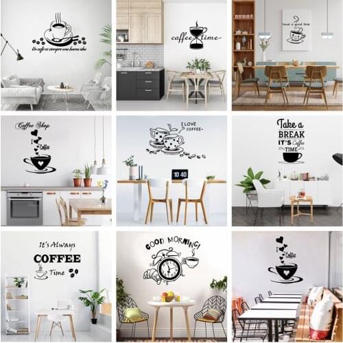 Cute Coffee Vinyl Decals Wall Stickers Decor Living Room Bedroom Removable Background Wall Art Decal Drop Shipping