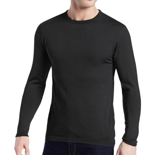 Mens 100% Pure Merino Wool Male Lightweight Base Layer Long Sleeves Warm Winter Spring Breathable Shirt Thermal Underwear Tops