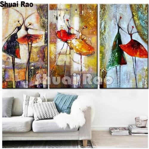 3 piece diamond painting Dancing Ballet Girl 5 d diamond embroidery full drill crystal 3d Handmade puzzle mosaic Triptych art