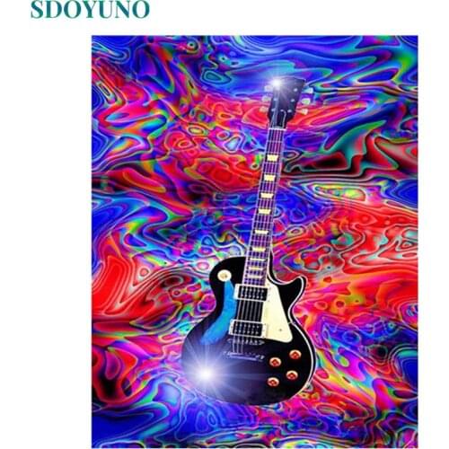 SDOYUNO 60x75cm Paint By Numbers Kits Colourful Guitar DIY Painting By Numbers On Canvas Frameless Home Decor Hand Painting